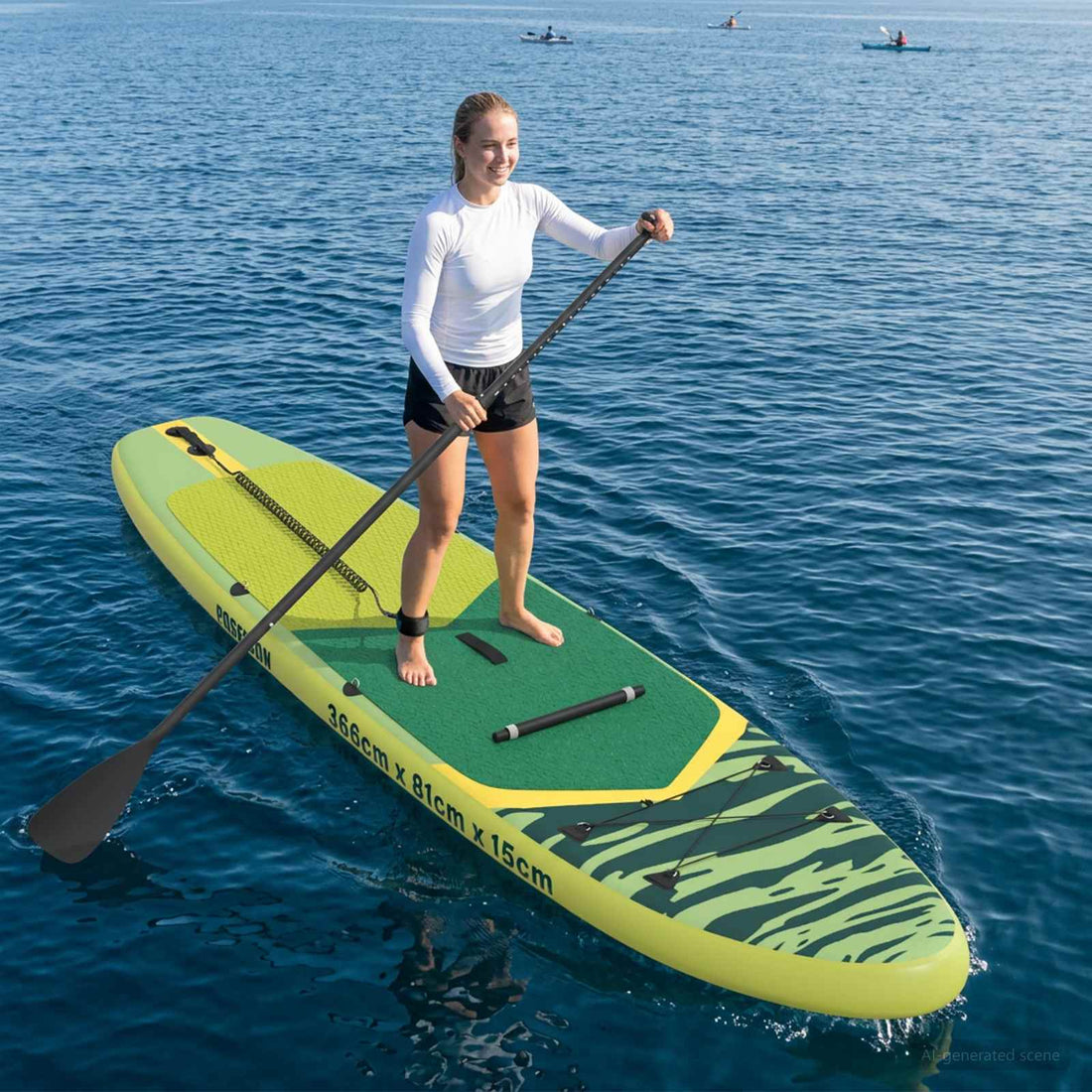 vidaXL Tabla SUP con Asiento 2-en-1 POSEIDON 366 x 81 x 15 cm Verde