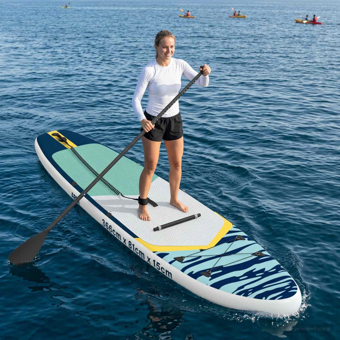 vidaXL Tabla SUP con Asiento 2-en-1 APEX 366 x 81 x 15 cm Azul