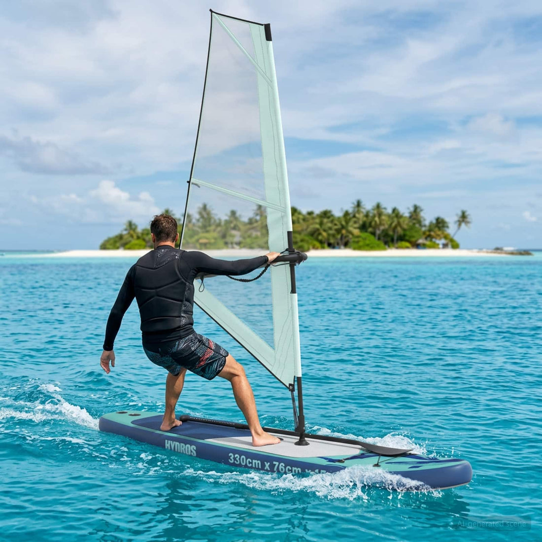 vidaXL Tabla SUP Inflable con Vela HYDROS 330 x 76 x 15 cm Tuquesa