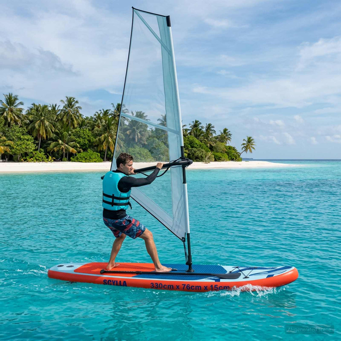 vidaXL Tabla SUP Inflable con Vela SCYLLA 330 x 76 x 15 cm Azul