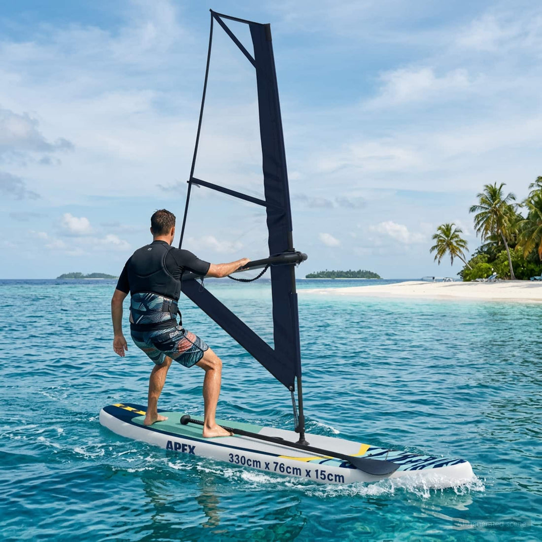 vidaXL Tabla SUP Inflable con Vela APEX 330 x 76 x 15 cm Azul