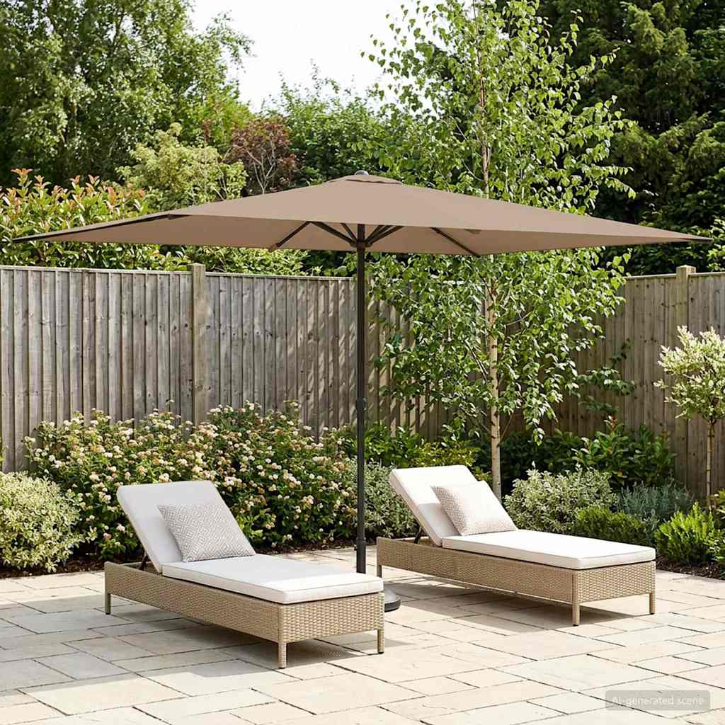 vidaXL Sombrilla de jardín 200 x 300 cm Poliéster Rectangular Topo