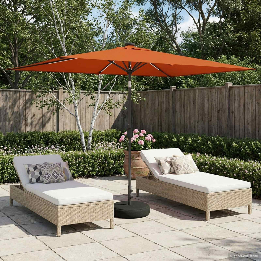 vidaXL Parasol de jardín con luces LED y base 200 x 300 cm Poliéster