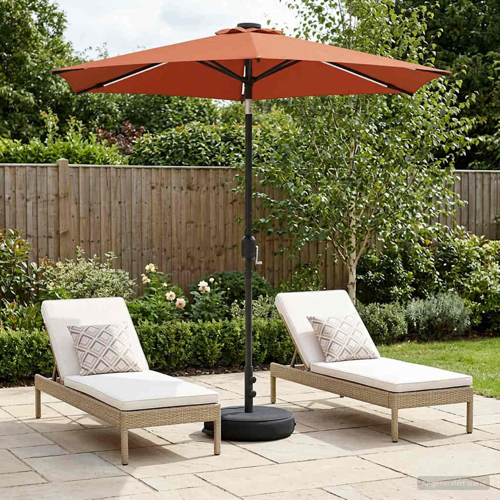 vidaXL Parasol de jardín con luces LED y base 230 x 230 cm Poliéster
