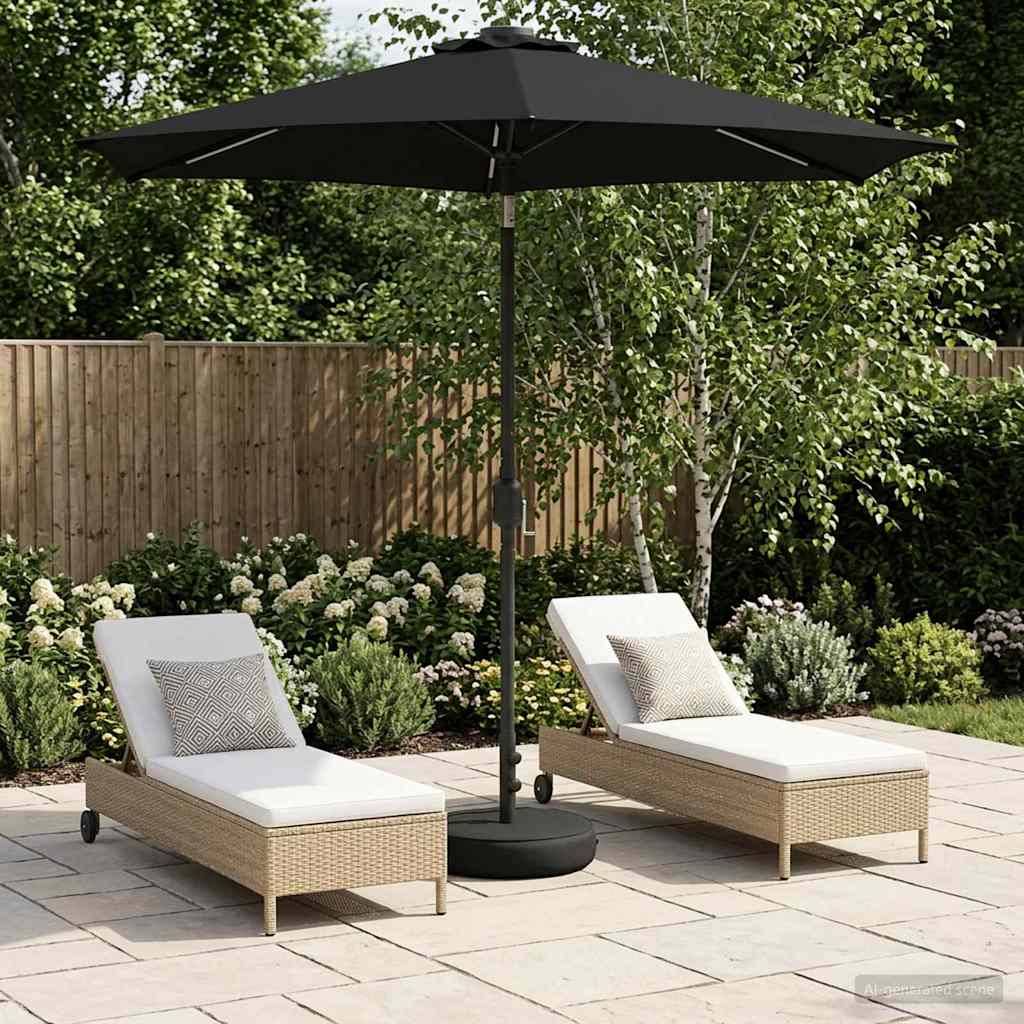 vidaXL Parasol de jardín con luces LED y base 230 x 230 cm Poliéster