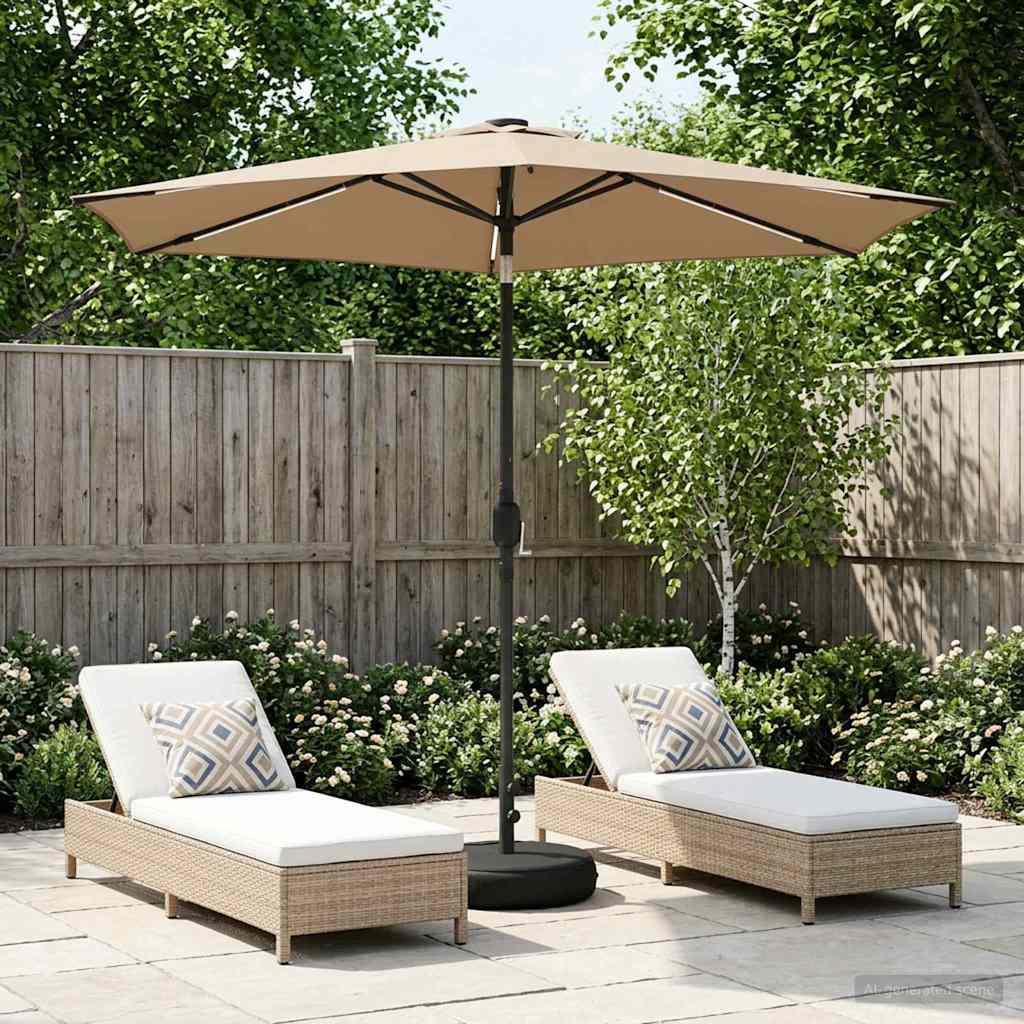 vidaXL Parasol de jardín con luces LED y base 270 x 270 cm Poliéster