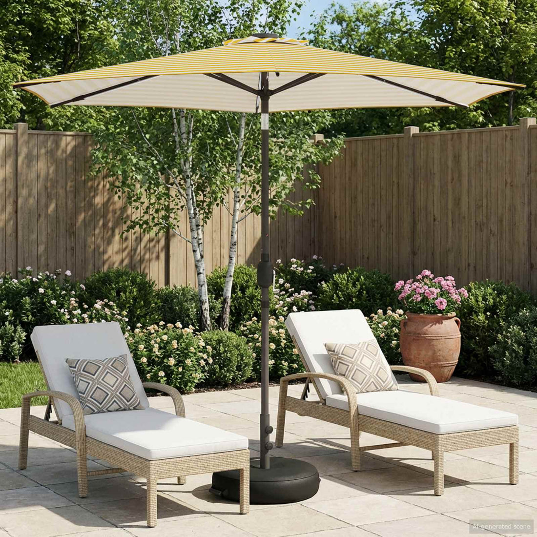 vidaXL Parasol de jardín con luces LED y base 270 x 270 cm Poliéster