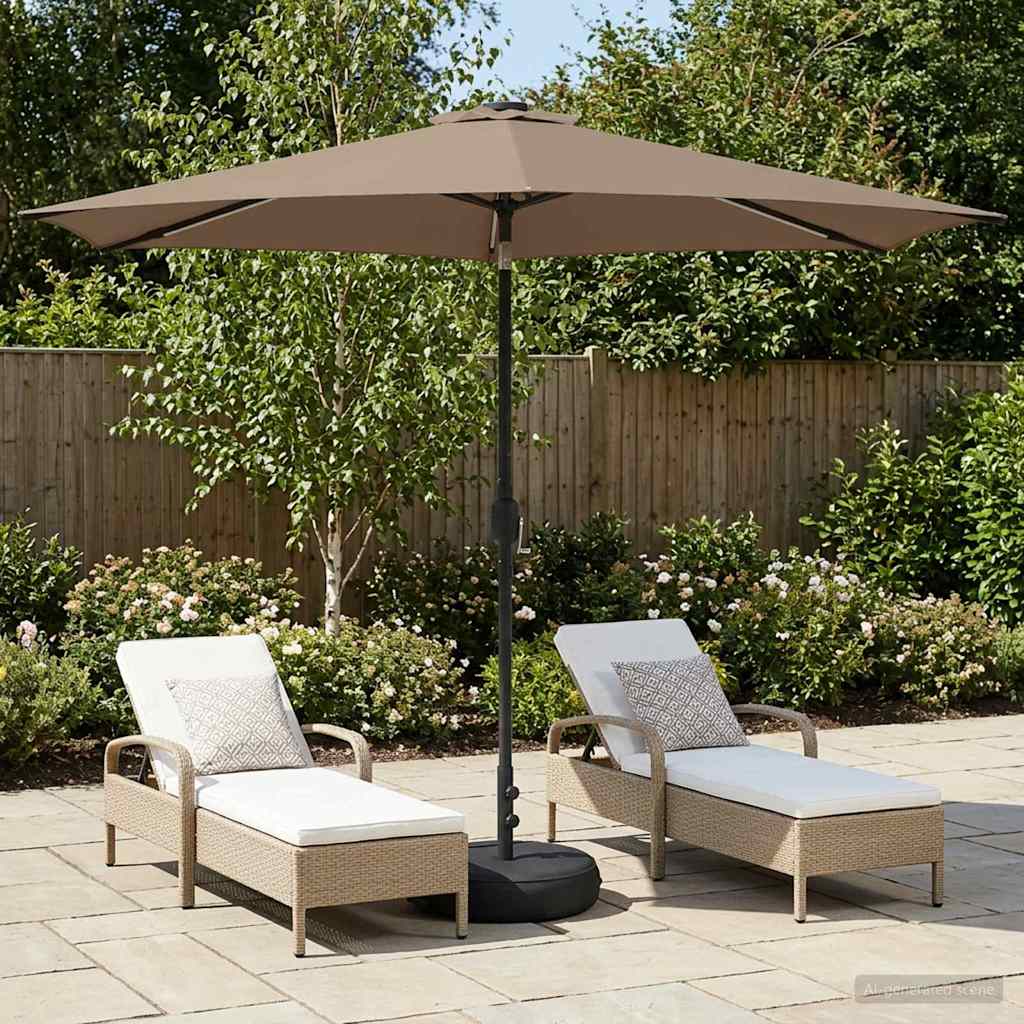 vidaXL Parasol de jardín con luces LED y base 300 x 300 cm Poliéster