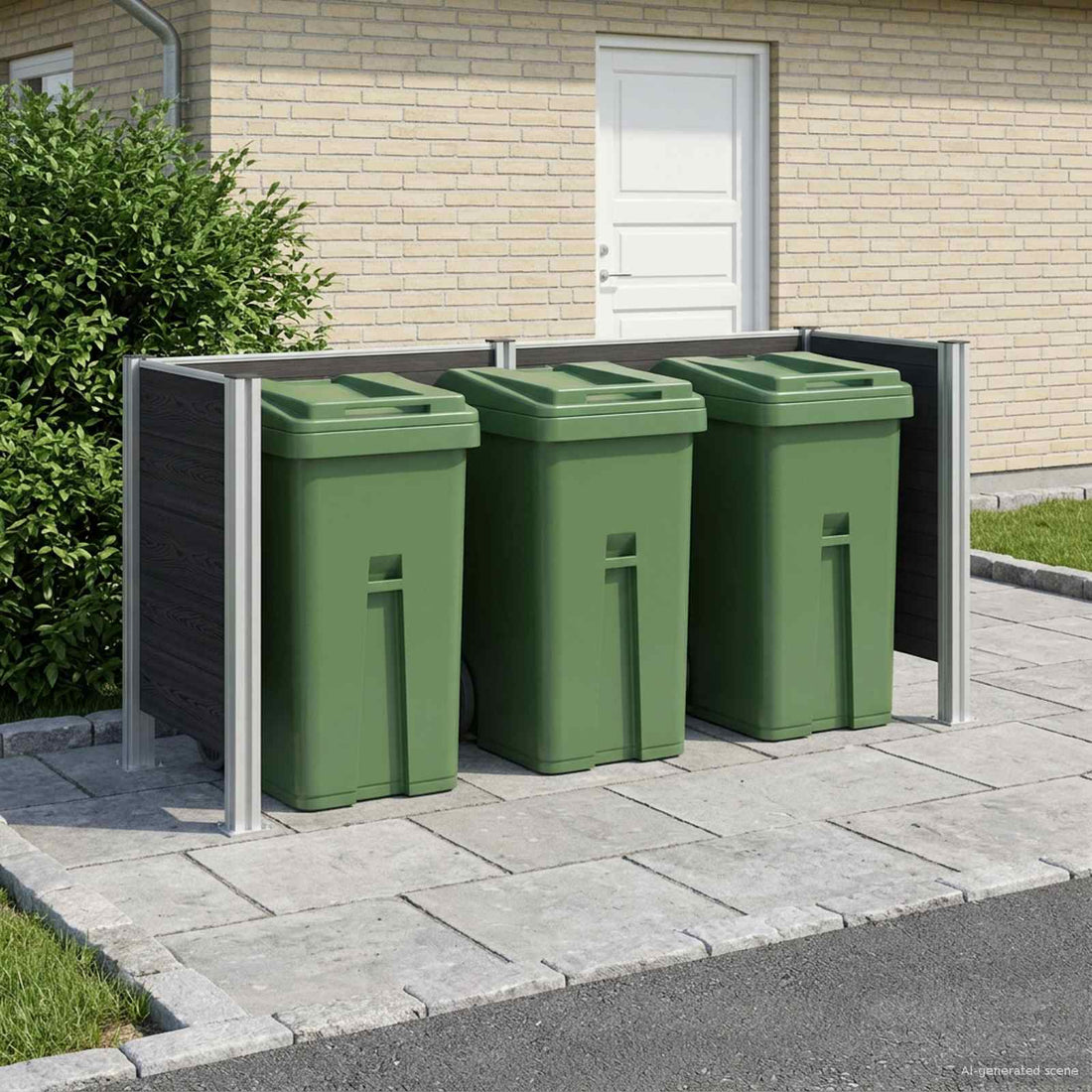 vidaXL Valla de Cubo de Basura Gris 237 x 85 x 115 cm Aluminio y WPC