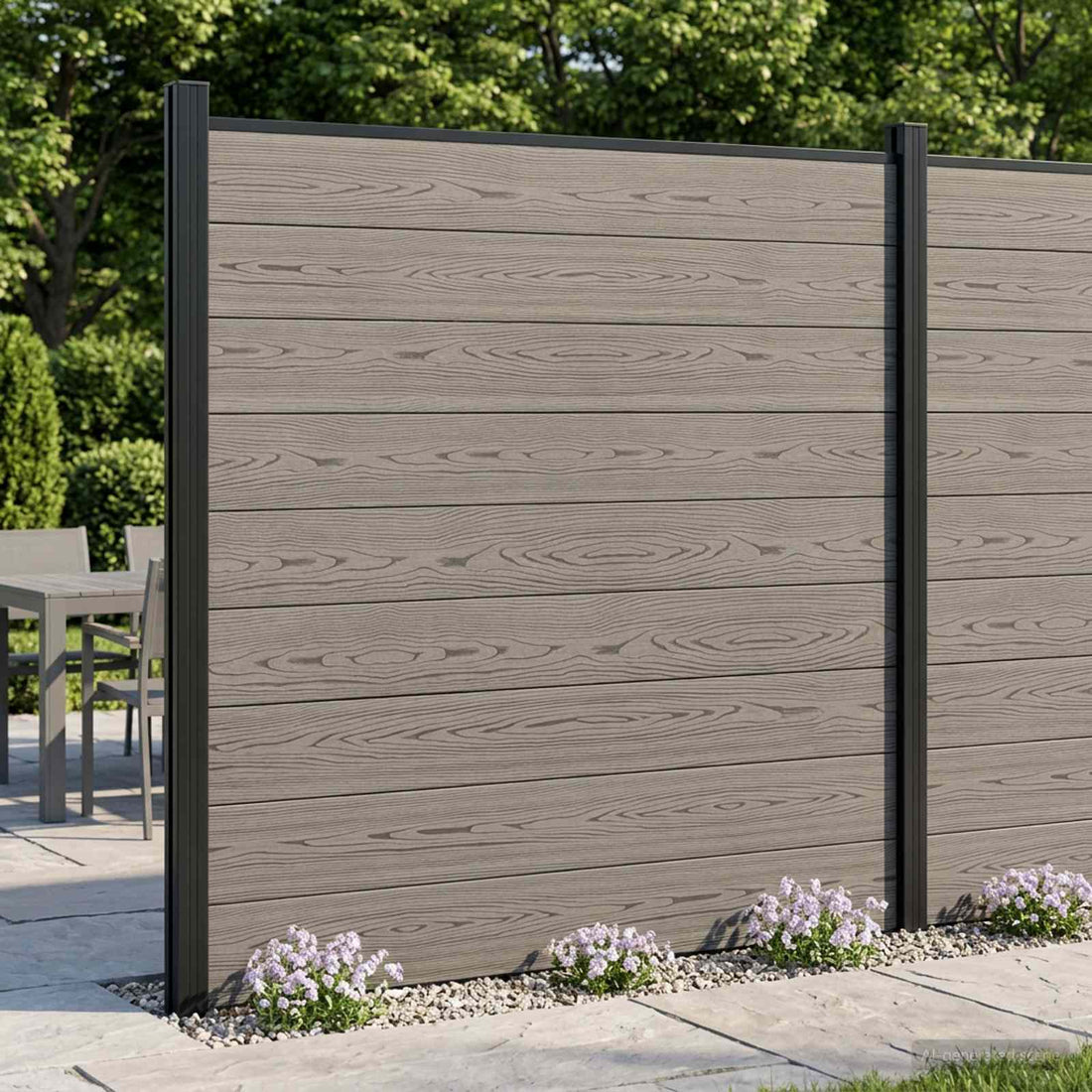 vidaXL Conjunto de valla 7 uds. 1218 x 186 cm WPC y Aluminio Gris