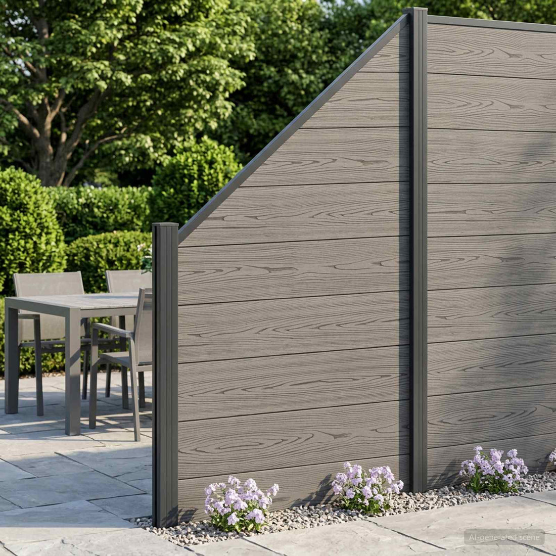 vidaXL Conjunto de valla 5 uds. 792 x 186 cm WPC y Aluminio Gris