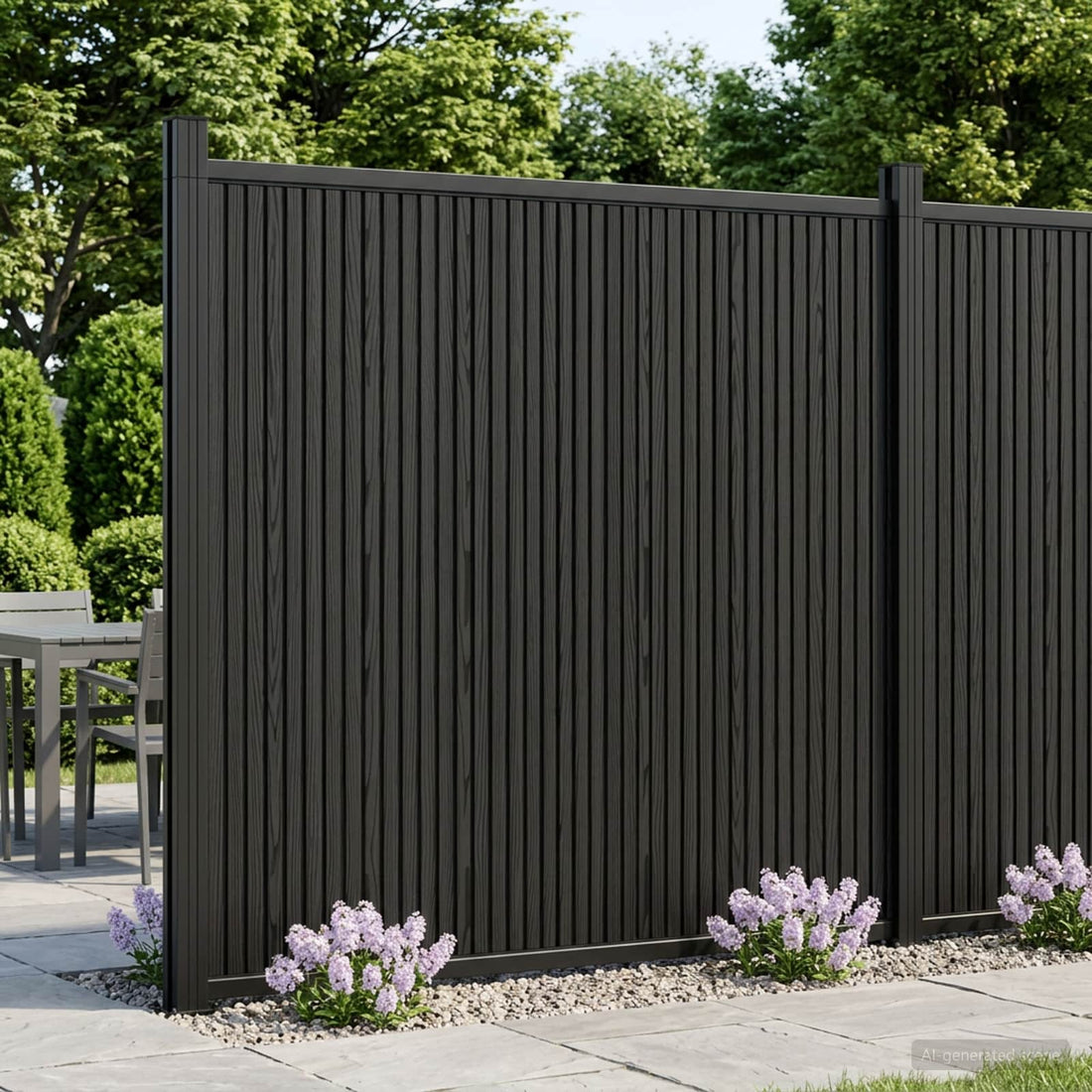 vidaXL Panel de valla 4 uds. 705 x 186,5 cm WPC y Aluminio Negro
