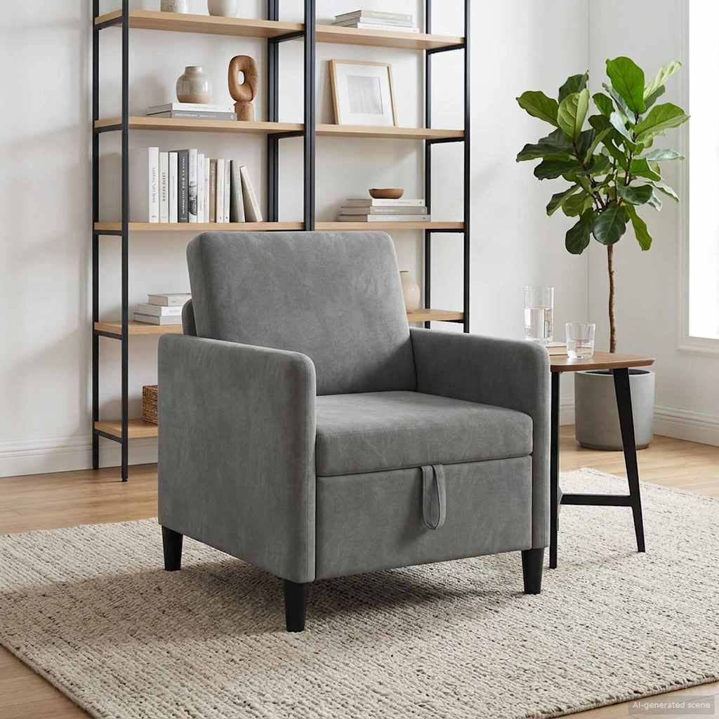 vidaXL Sofá con almacenamiento Gris oscuro 72 x 78 x 87 cm Poliéster