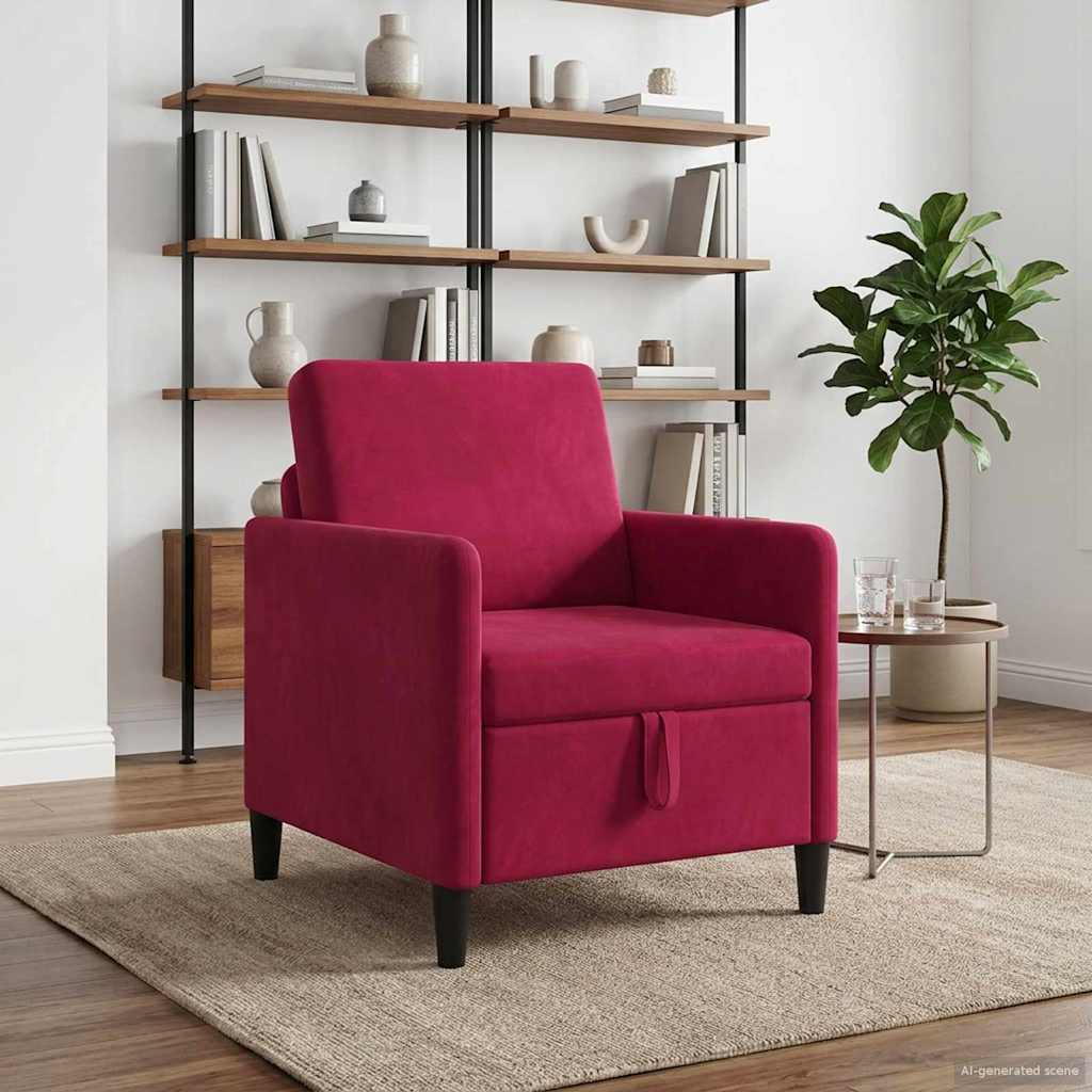 vidaXL Sofá con almacenamiento Rojo vino 72 x 78 x 87 cm Poliéster