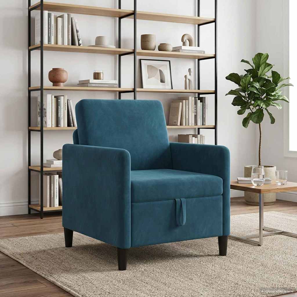 vidaXL Sofá con almacenamiento Azul 72 x 78 x 87 cm Poliéster