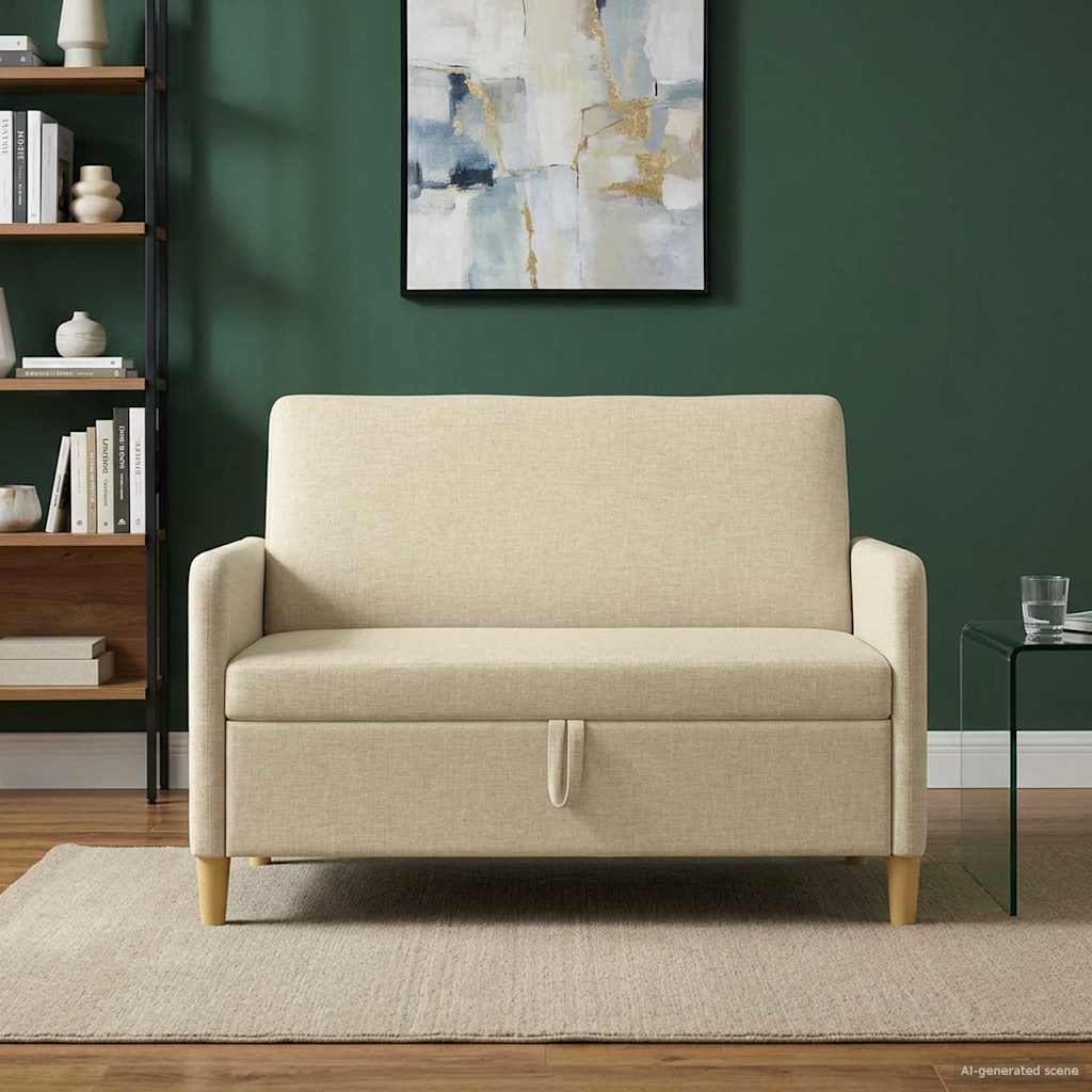 vidaXL Sofá con almacenamiento Crema 122 x 78 x 87 cm Poliéster