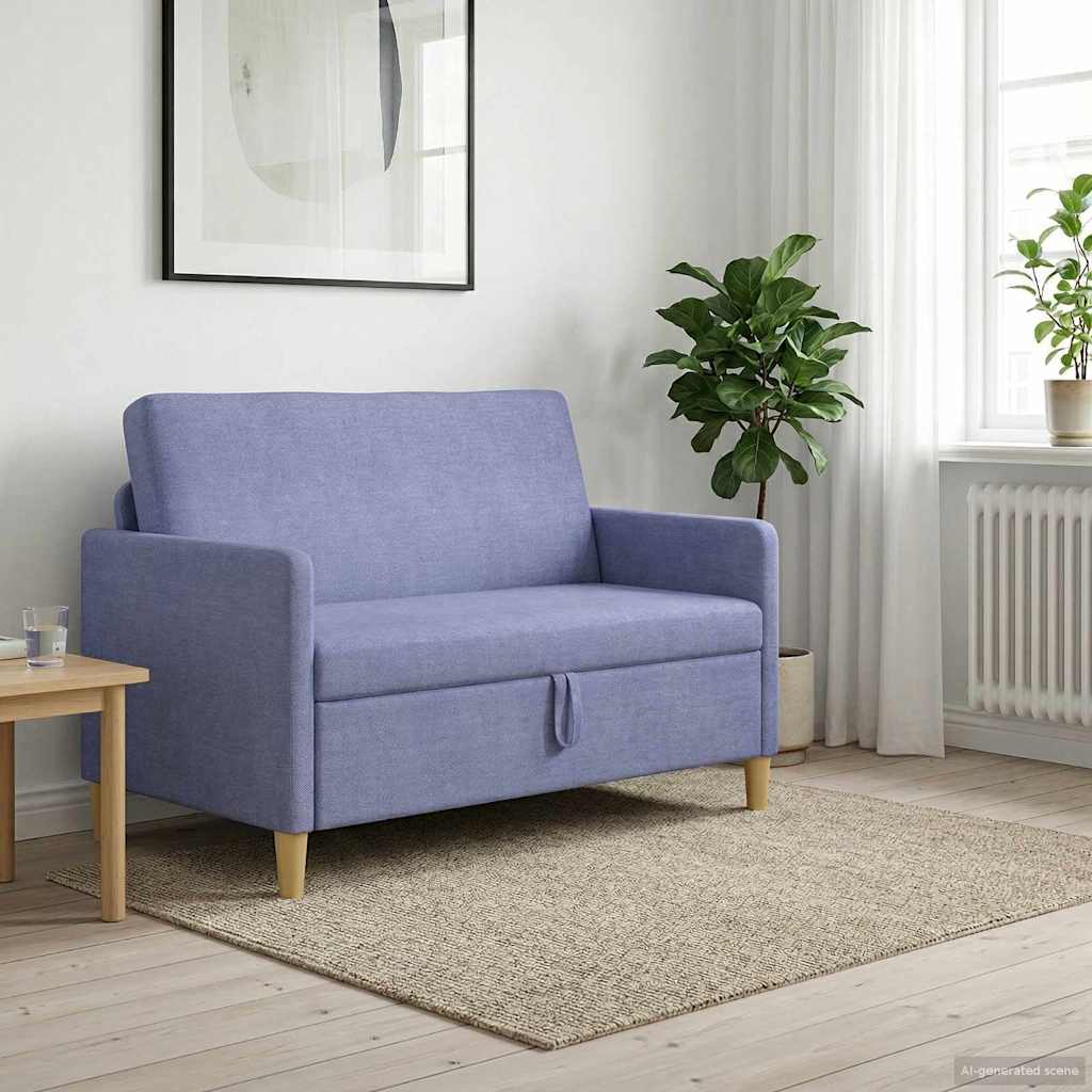 vidaXL Sofá con almacenamiento Azul jeans 122 x 78 x 87 cm Poliéster