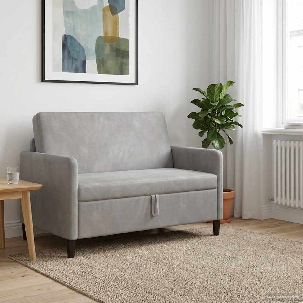 vidaXL Sofá con almacenamiento Gris Claro 122 x 78 x 87 cm Poliéster