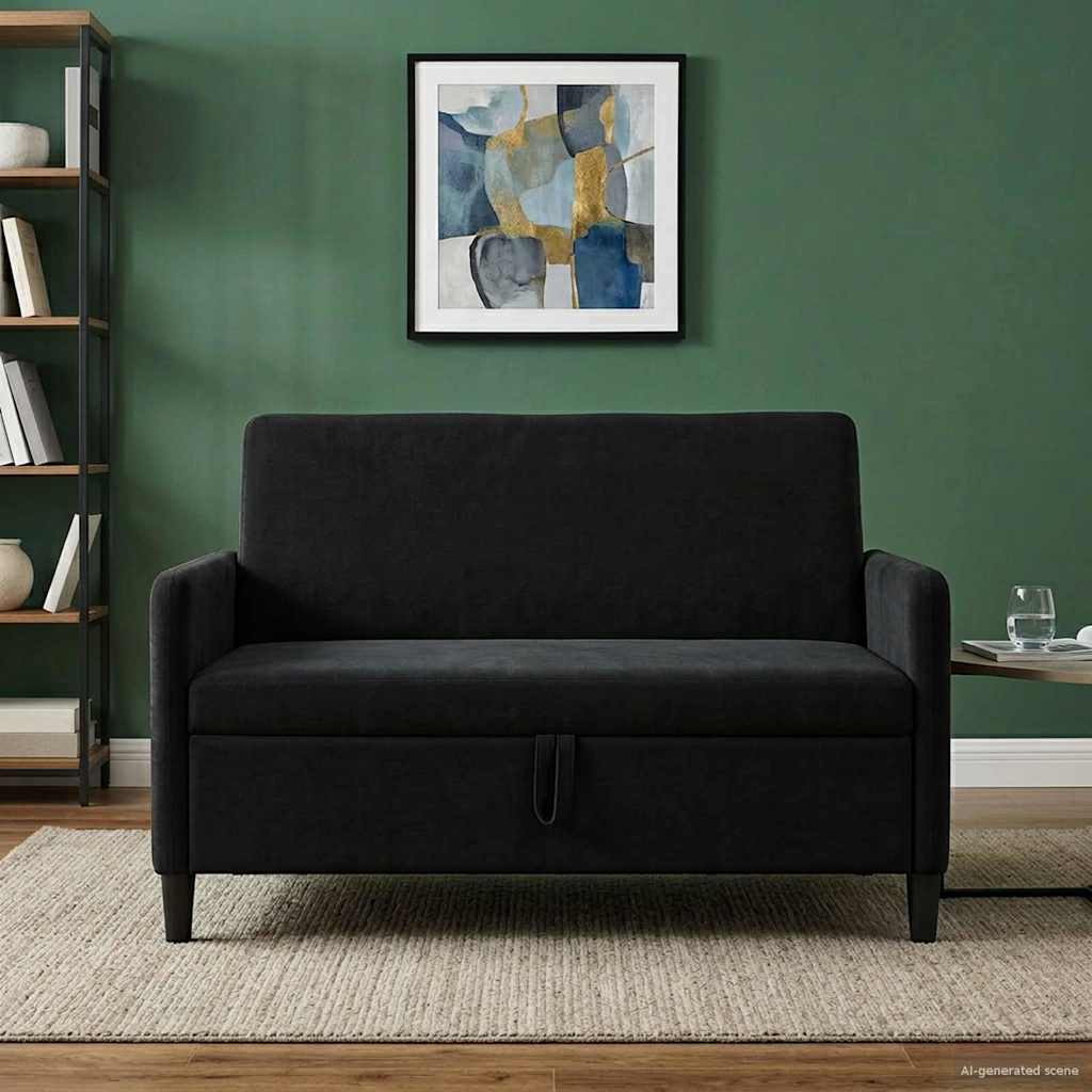 vidaXL Sofá con almacenamiento Negro 122 x 78 x 87 cm Poliéster