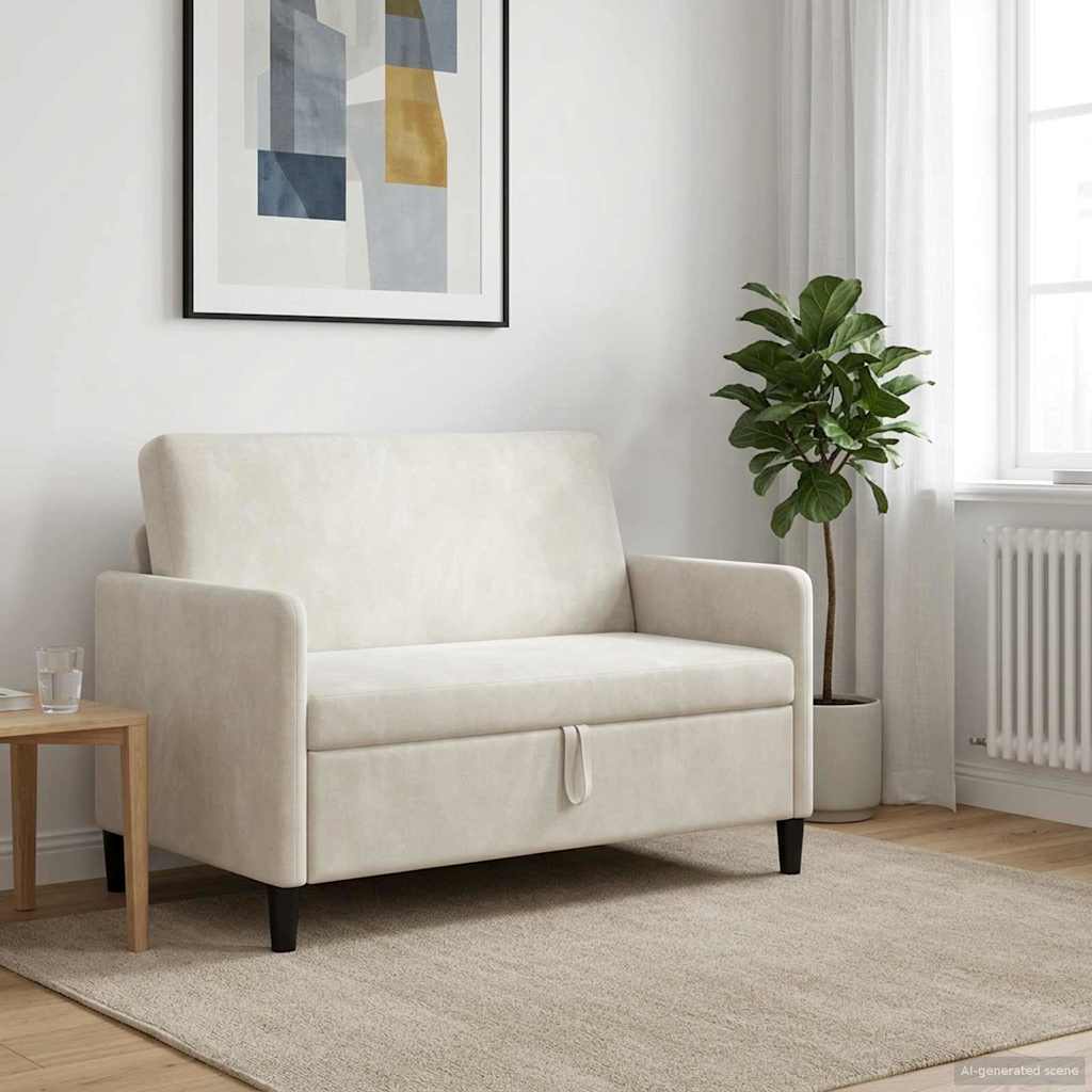vidaXL Sofá con almacenamiento Crema 122 x 78 x 87 cm Poliéster