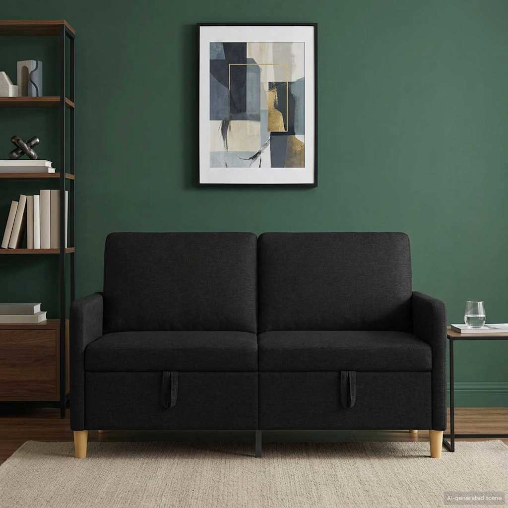 vidaXL Sofá con almacenamiento Negro 152 x 78 x 87 cm Poliéster