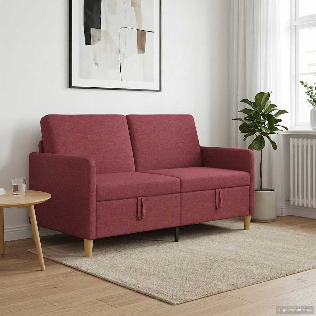 vidaXL Sofá con almacenamiento Rojo vino 152 x 78 x 87 cm Poliéster