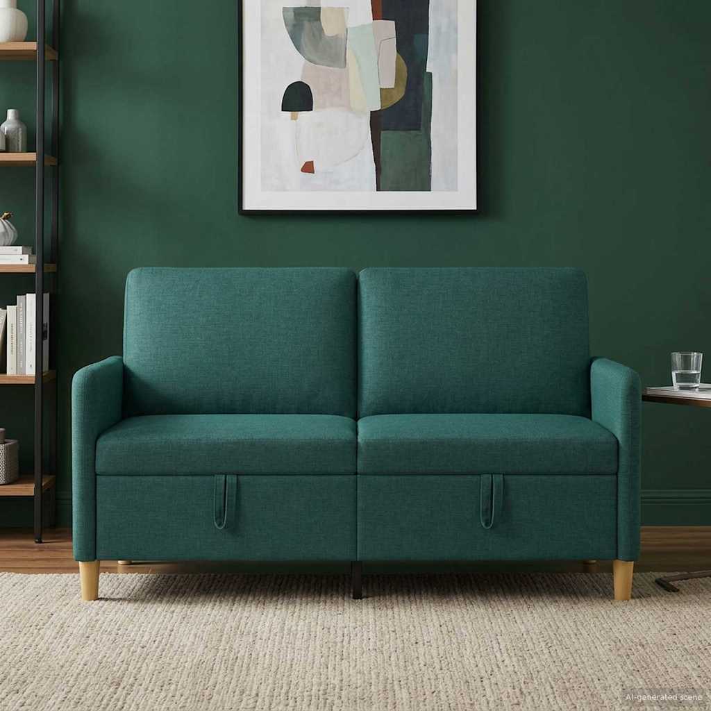 vidaXL Sofá con almacenamiento Verde oscuro 152 x 78 x 87 cm Poliéster