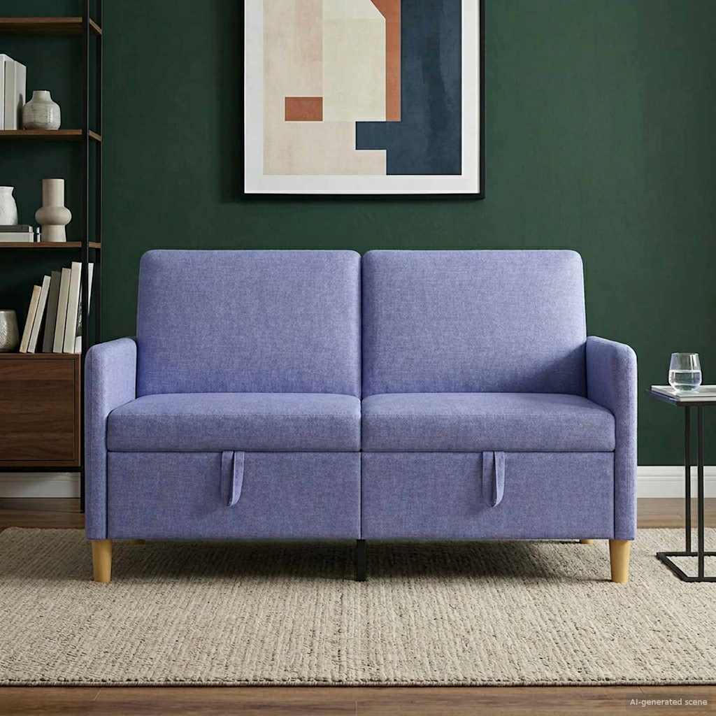 vidaXL Sofá con almacenamiento Azul jeans 152 x 78 x 87 cm Poliéster