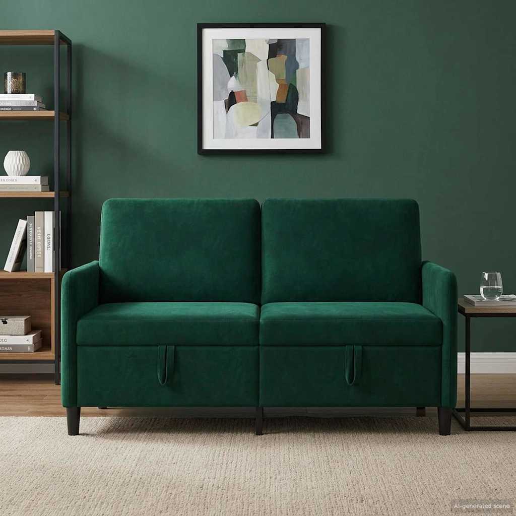 vidaXL Sofá con almacenamiento Verde oscuro 152 x 78 x 87 cm Poliéster
