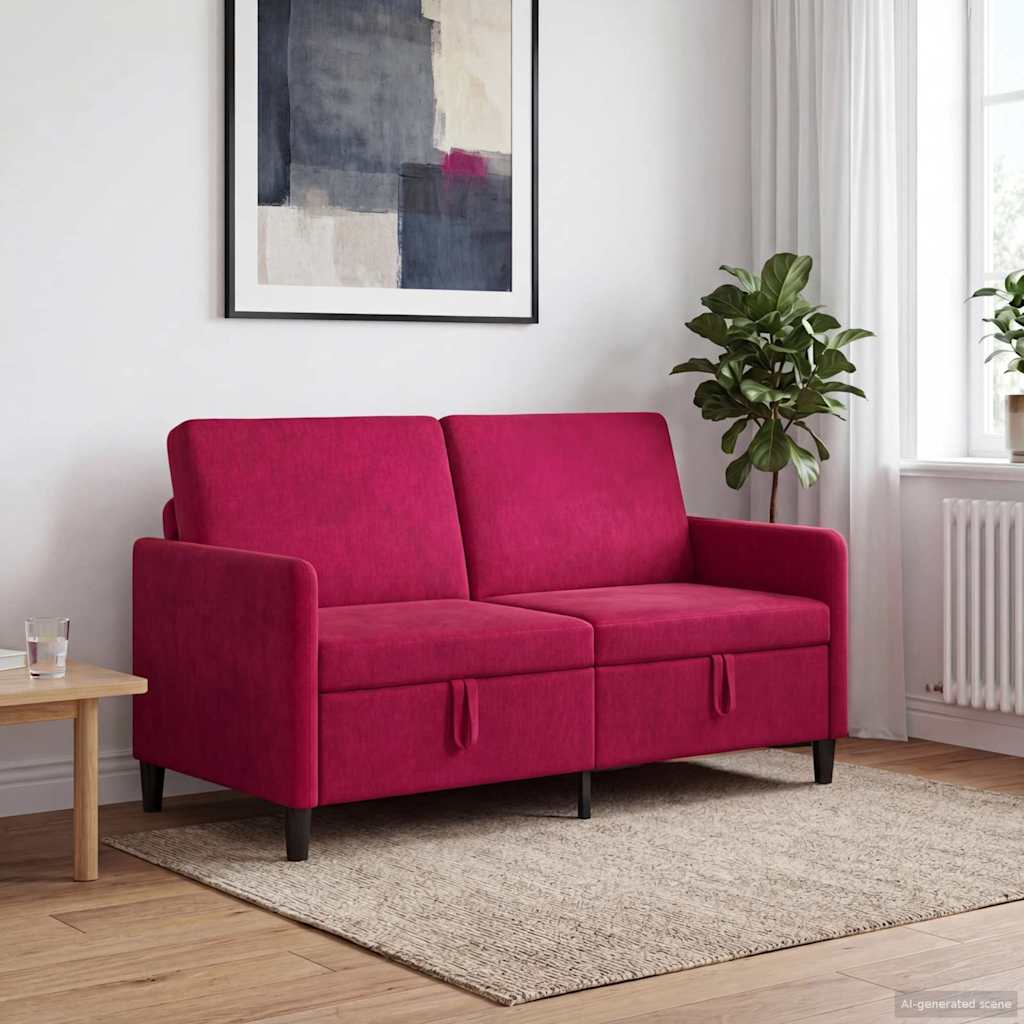 vidaXL Sofá con almacenamiento Rojo vino 152 x 78 x 87 cm Poliéster