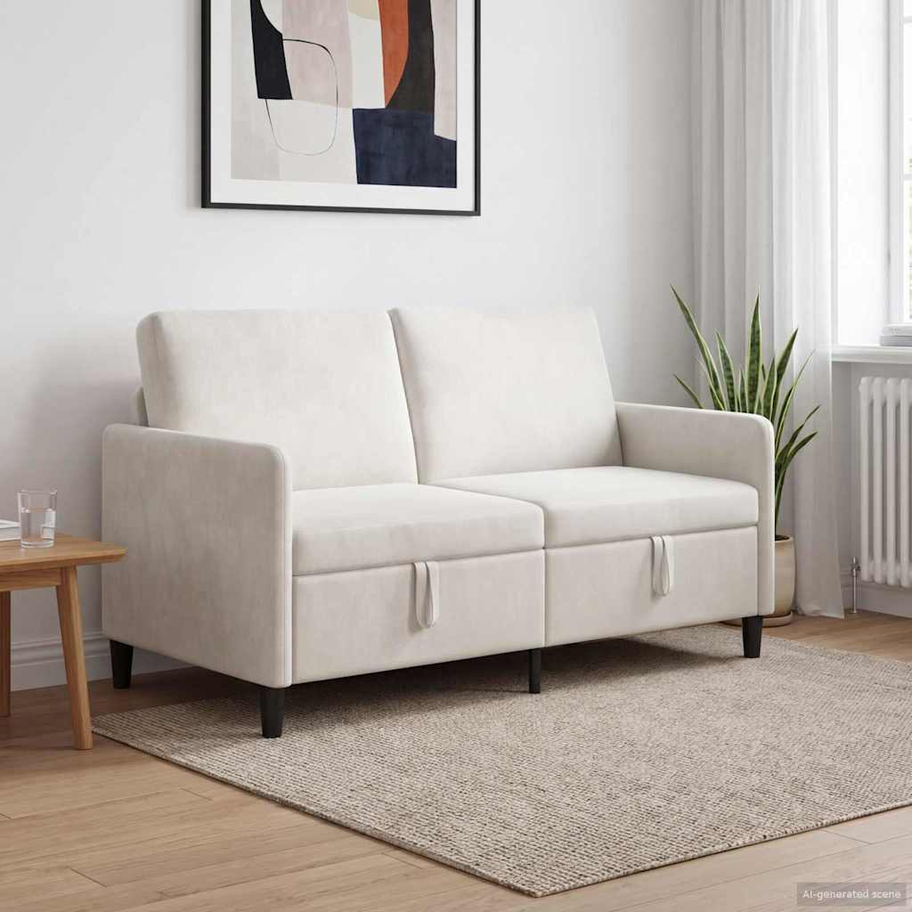 vidaXL Sofá con almacenamiento Crema 152 x 78 x 87 cm Poliéster