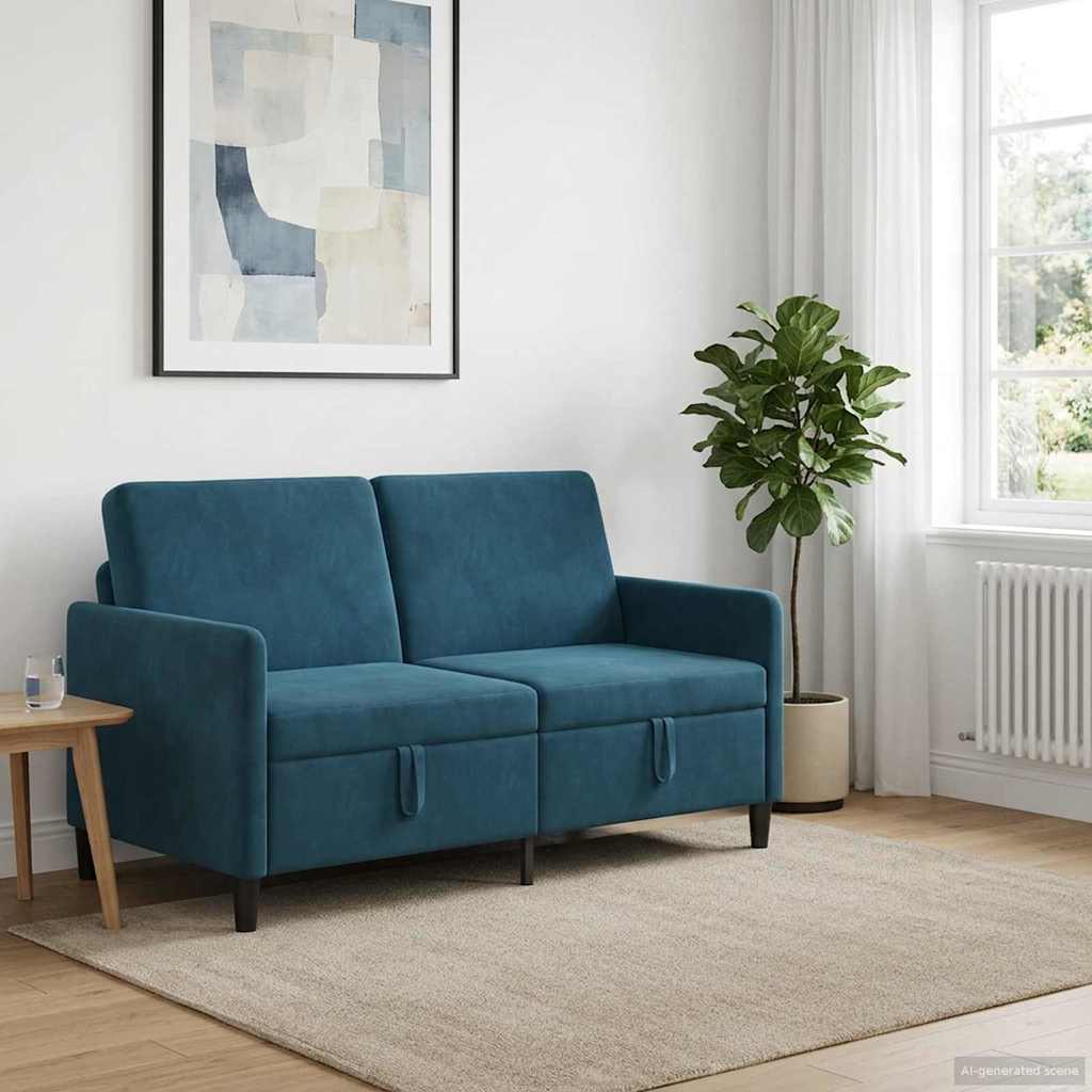 vidaXL Sofá con almacenamiento Azul 152 x 78 x 87 cm Poliéster