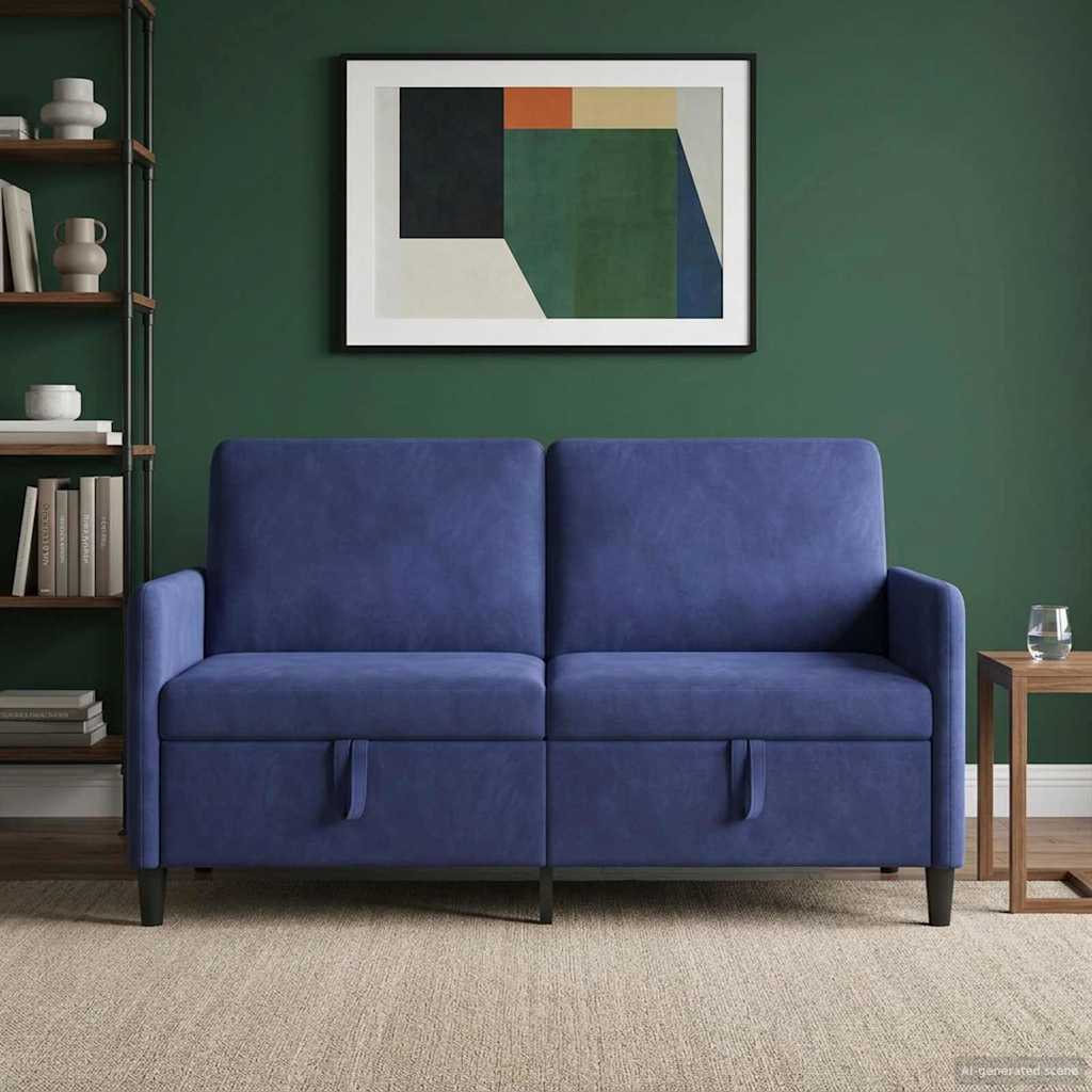 vidaXL Sofá con almacenamiento Azul Policía 152 x 78 x 87 cm Poliéster