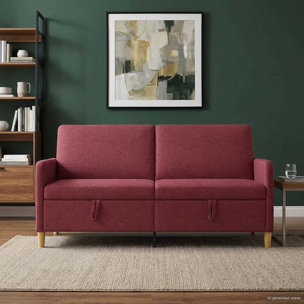 vidaXL Sofá con almacenamiento Rojo vino 172 x 78 x 87 cm Poliéster
