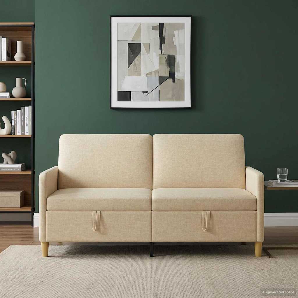 vidaXL Sofá con almacenamiento Crema 172 x 78 x 87 cm Poliéster