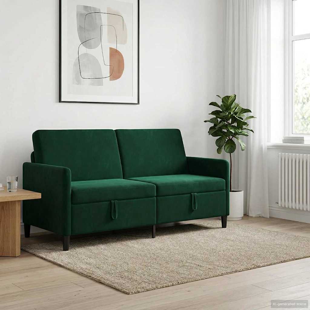 vidaXL Sofá con almacenamiento Verde oscuro 172 x 78 x 87 cm Poliéster