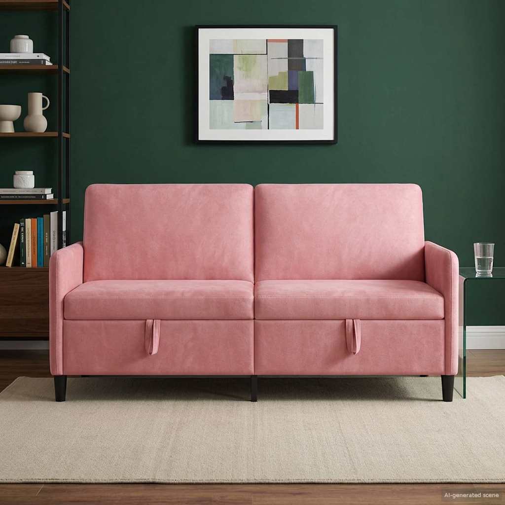 vidaXL Sofá con almacenamiento Rosa 172 x 78 x 87 cm Poliéster