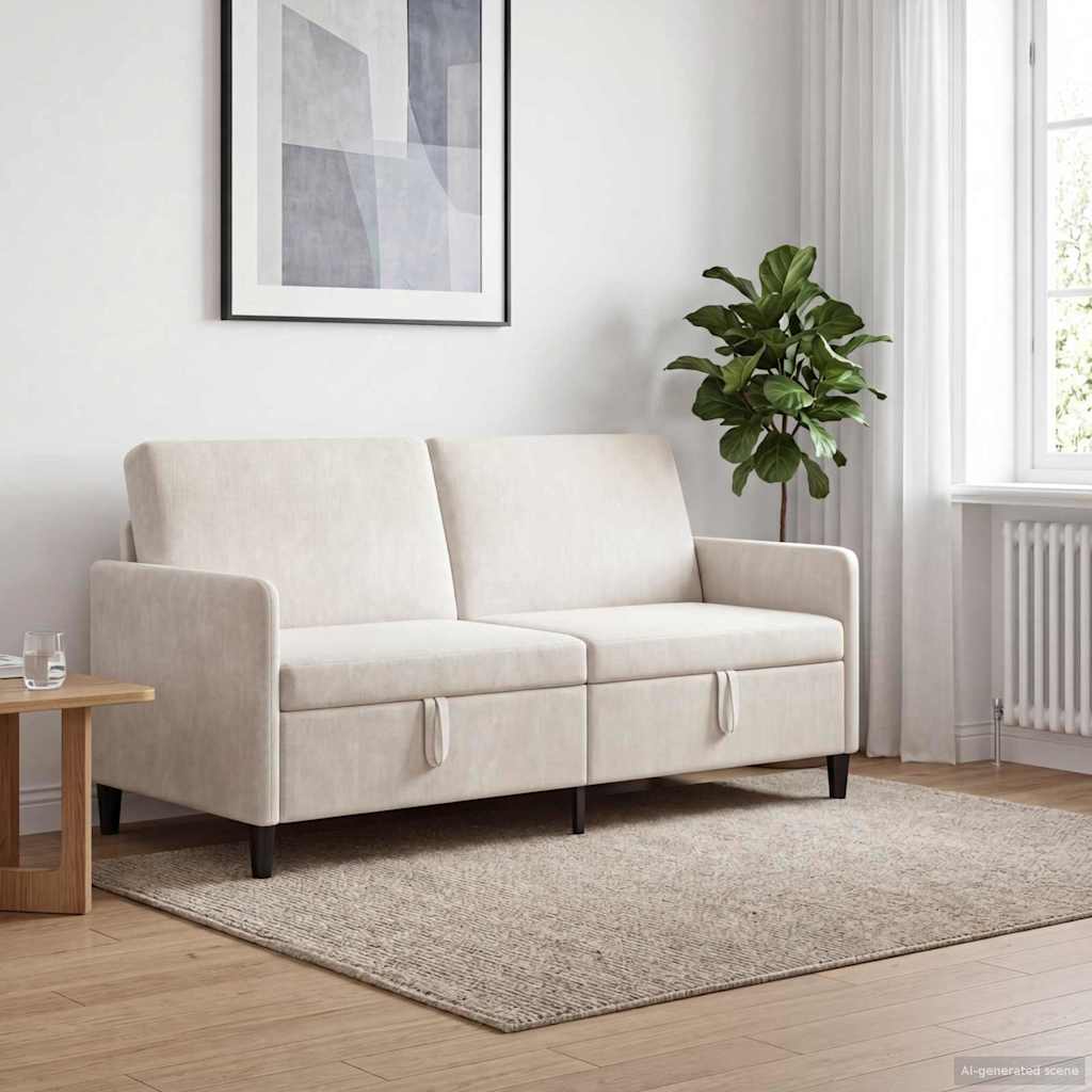 vidaXL Sofá con almacenamiento Crema 172 x 78 x 87 cm Poliéster