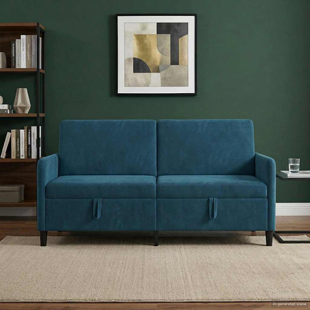 vidaXL Sofá con almacenamiento Azul 172 x 78 x 87 cm Poliéster