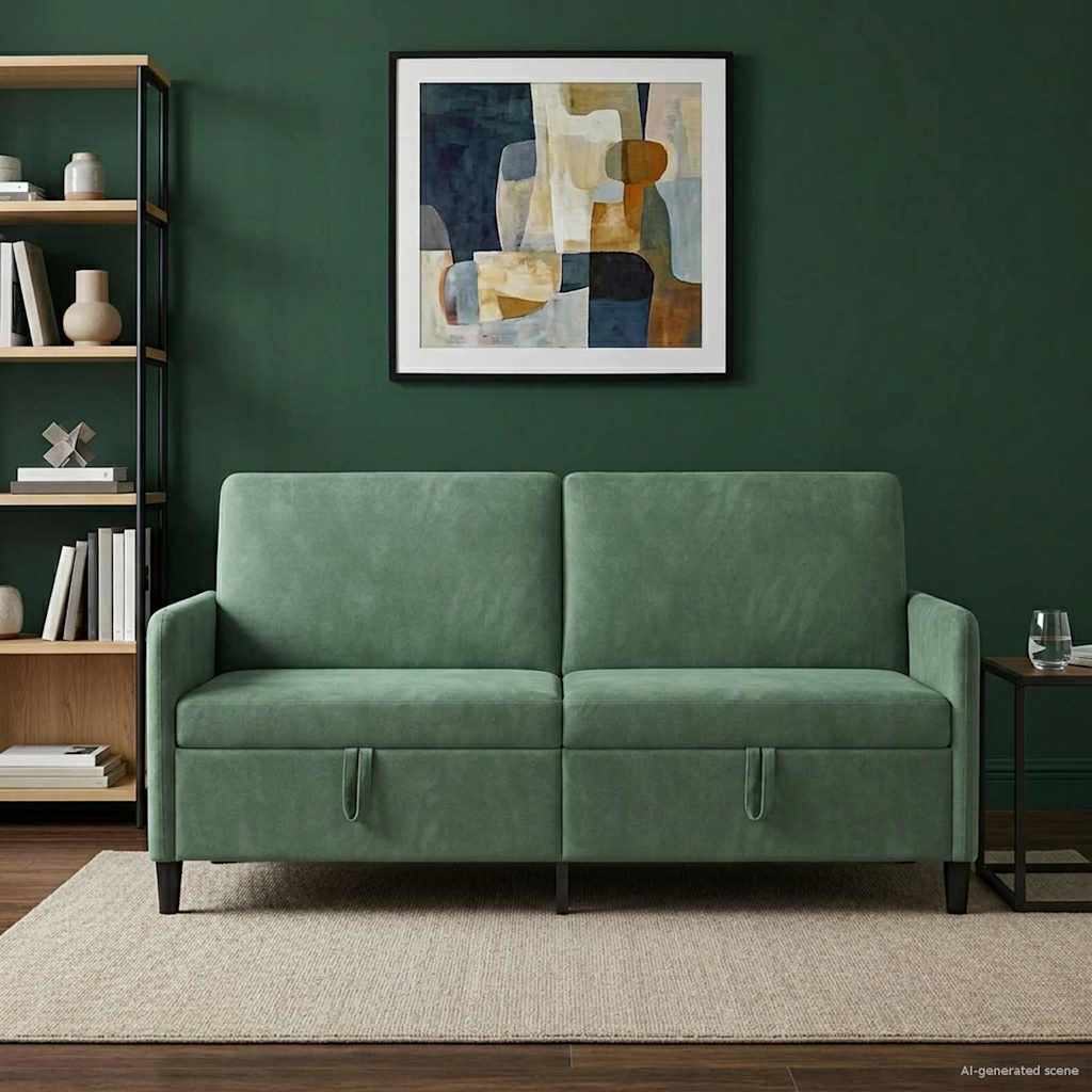 vidaXL Sofá con almacenamiento Verde Mar 172 x 78 x 87 cm Poliéster