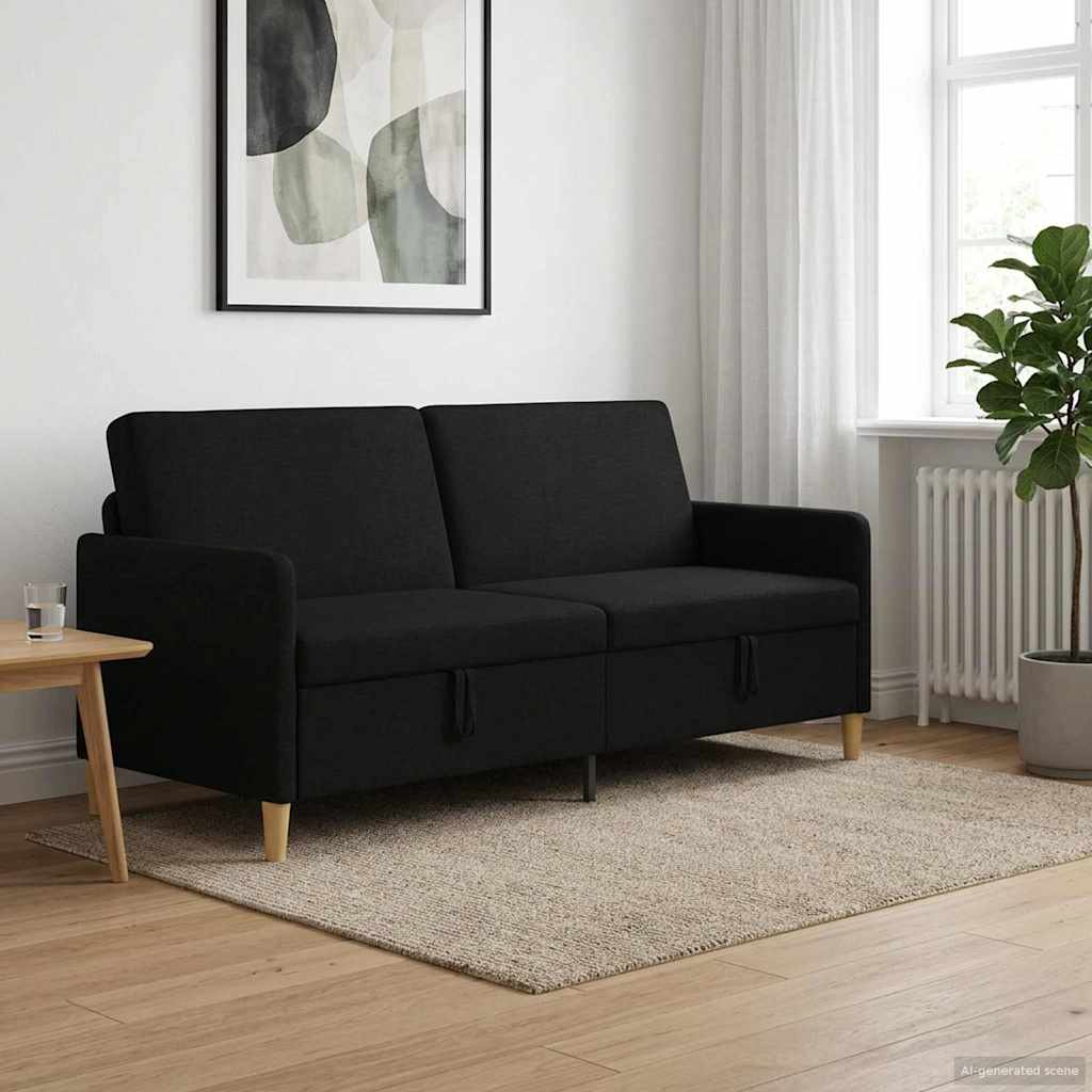 vidaXL Sofá con almacenamiento Negro 192 x 78 x 87 cm Poliéster