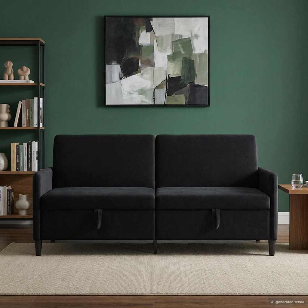 vidaXL Sofá con almacenamiento Negro 192 x 78 x 87 cm Poliéster