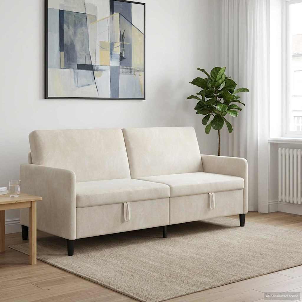 vidaXL Sofá con almacenamiento Crema 192 x 78 x 87 cm Poliéster