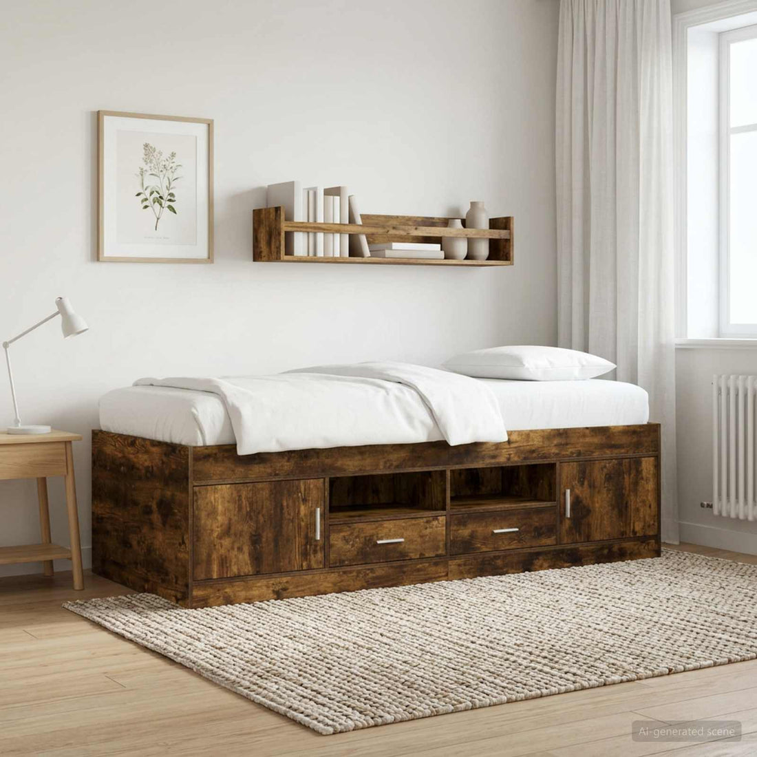 vidaXL Estructura de cama con almacenamiento Roble Ahumado 80 x 200 cm