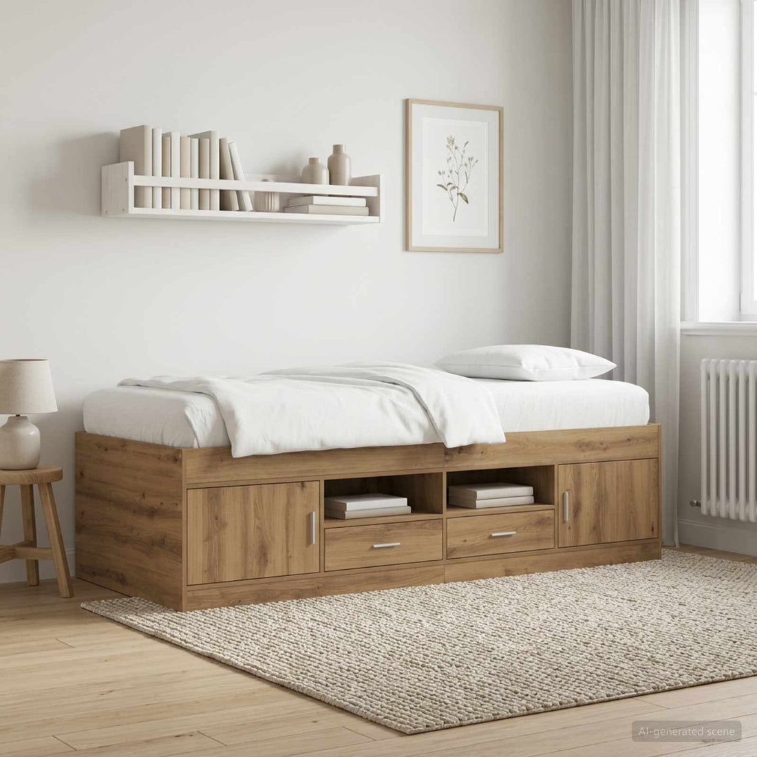vidaXL Estructura de cama con almacenamiento Roble artisan 80 x 200 cm