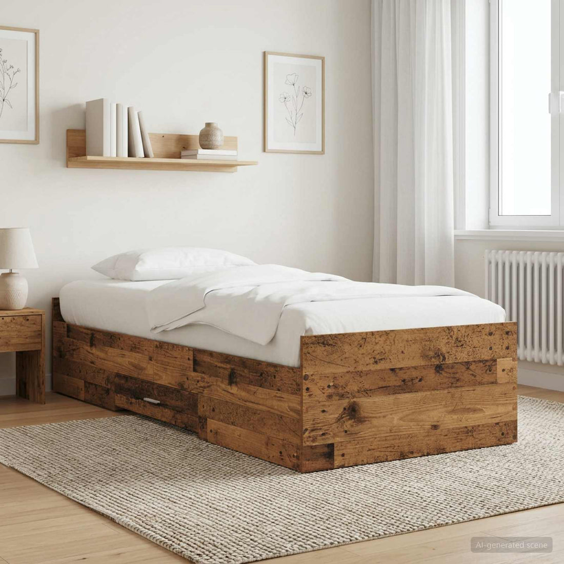 vidaXL Estructura de cama con almacenamiento Madera envejecida