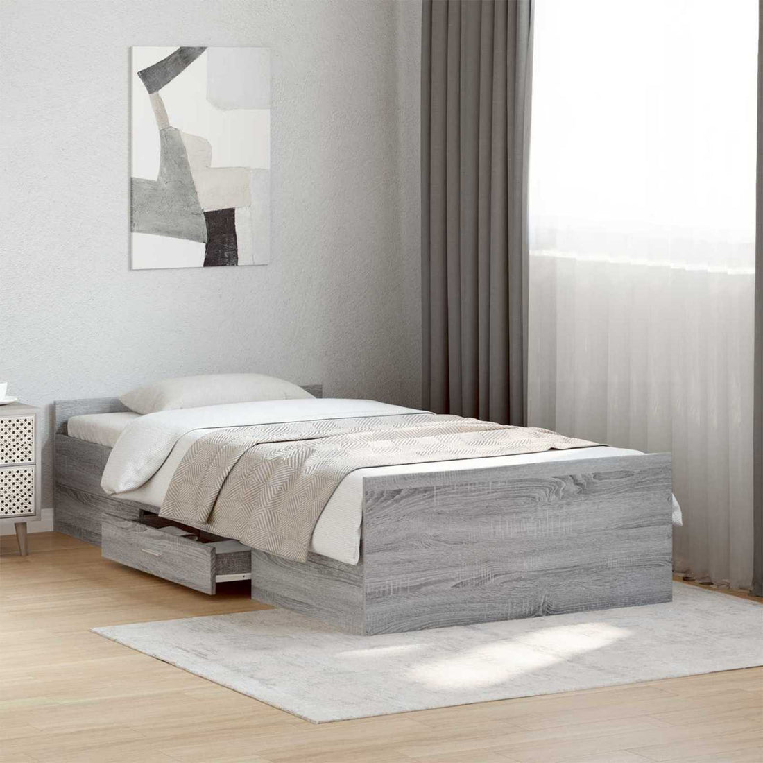 vidaXL Estructura de cama con almacenamiento Sonoma gris 80 x 200 cm
