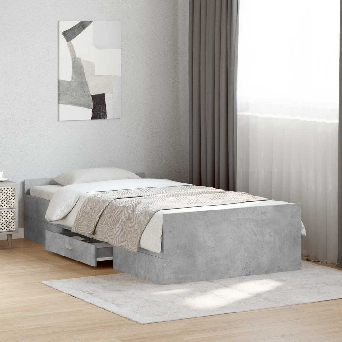 vidaXL Estructura de cama con almacenamiento Gris Hormigón 80 x 200 cm