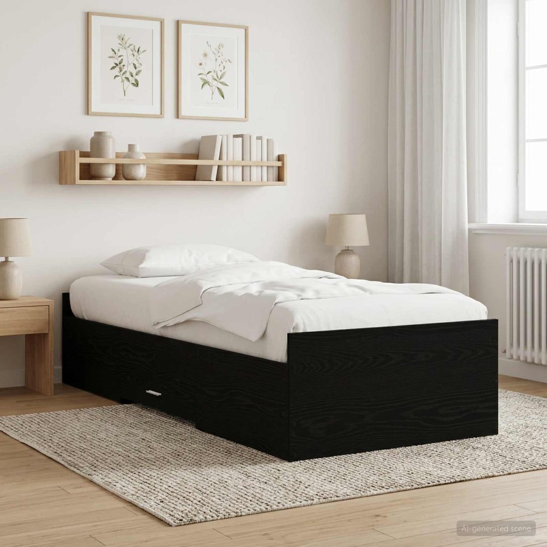vidaXL Estructura de cama con almacenamiento Roble Negro 80 x 200 cm