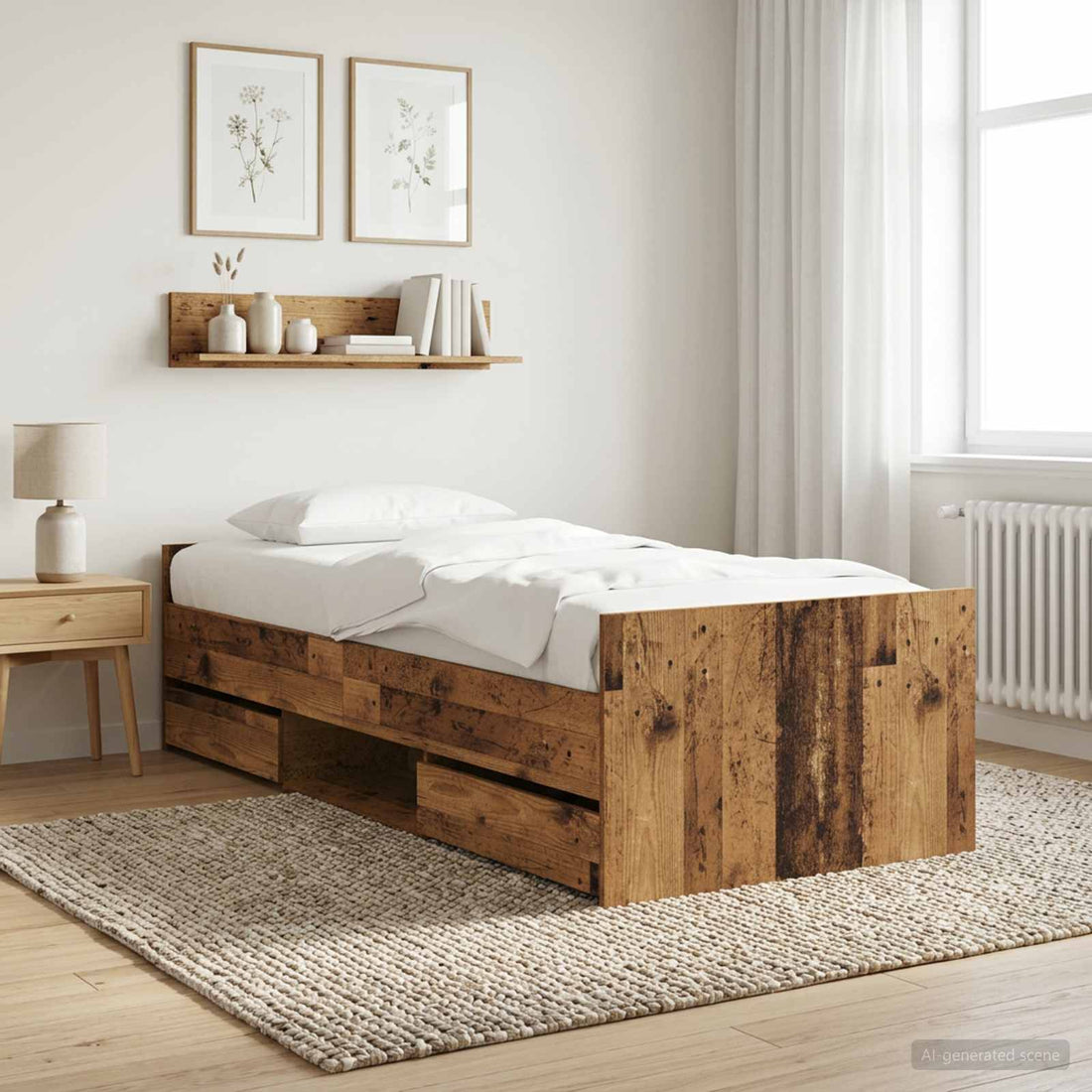 vidaXL Estructura de cama Madera envejecida Madera de ingeniería